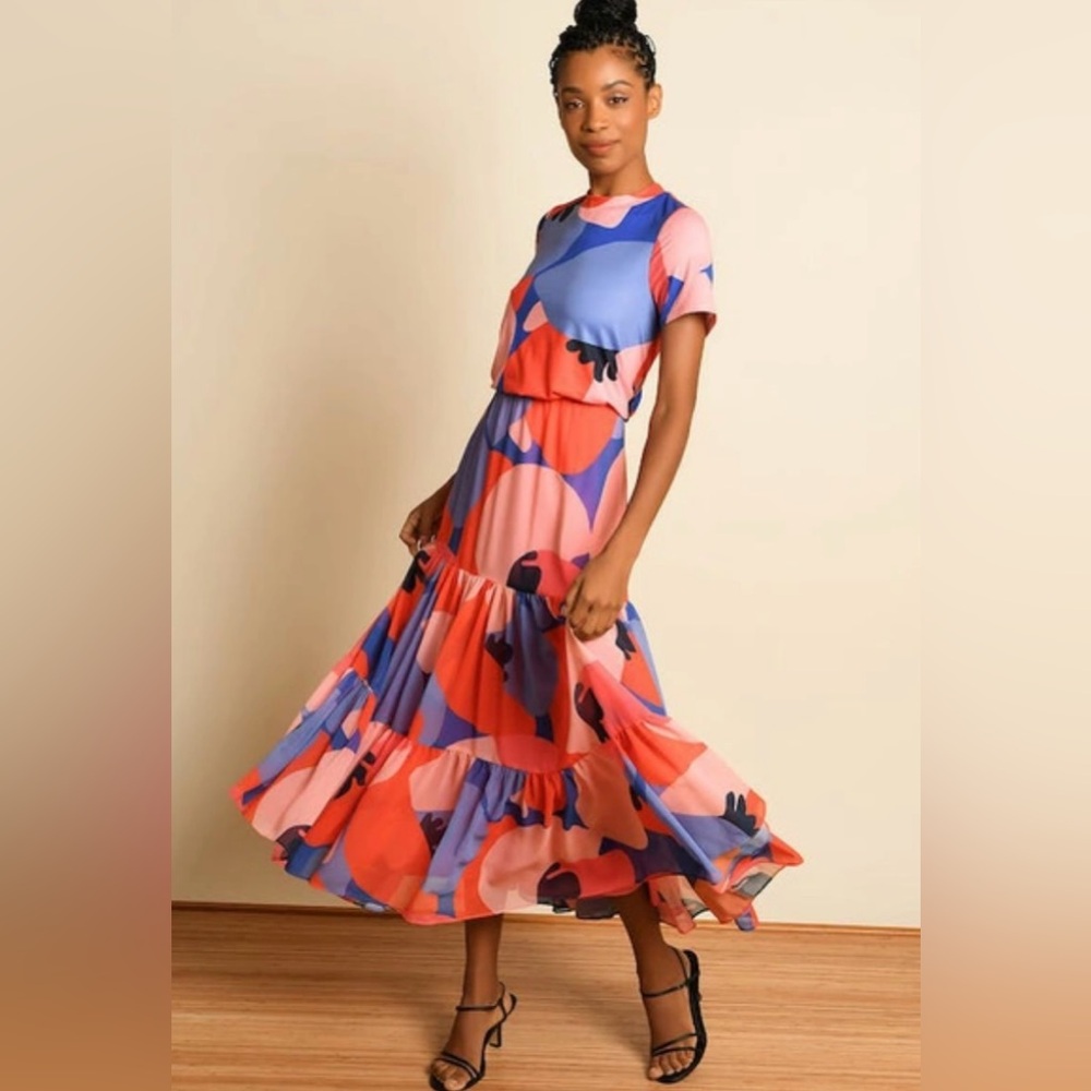 Anthropologie/Hutch Alias Tired Midi Dress NWT Size S Pink/Blue Multi